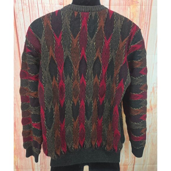 Montechiaro Wool & Acrylic Argyle Sweater Large Made In Italy - Picture 2 of 7